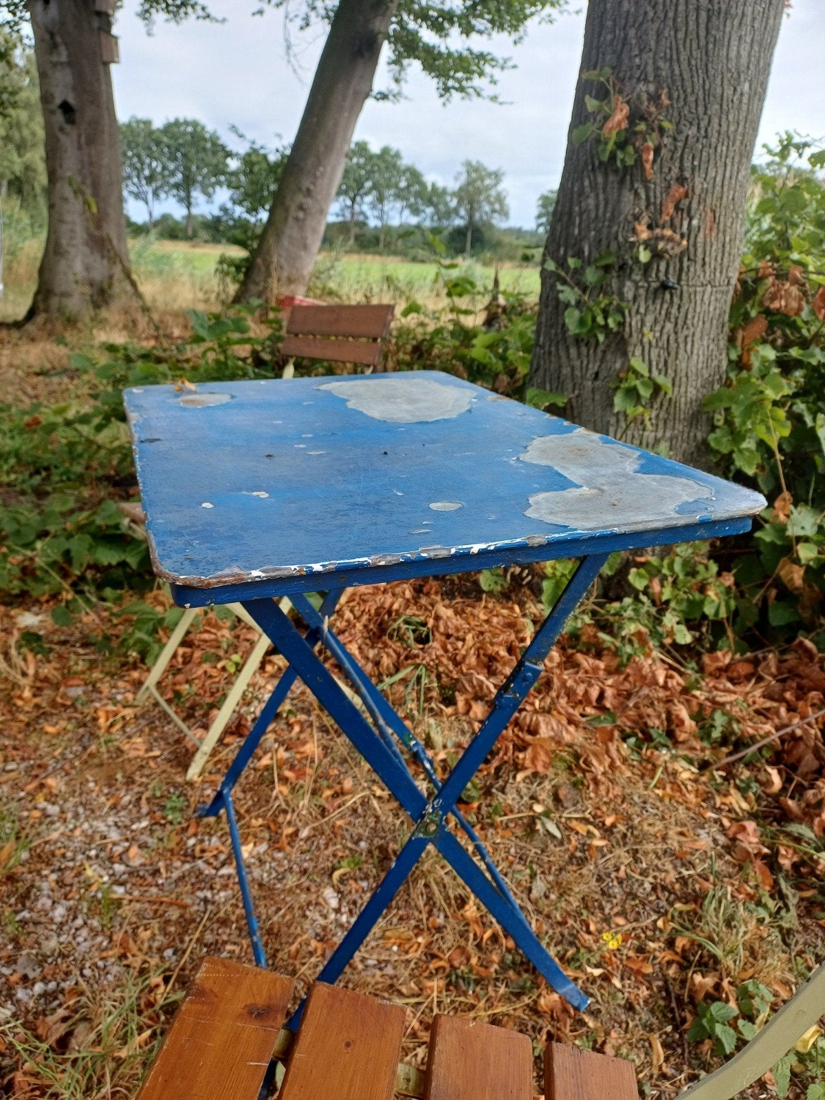 Oud Doorleefd Metalen Brocant Tuintafeltje.., Ophalen of Verzenden