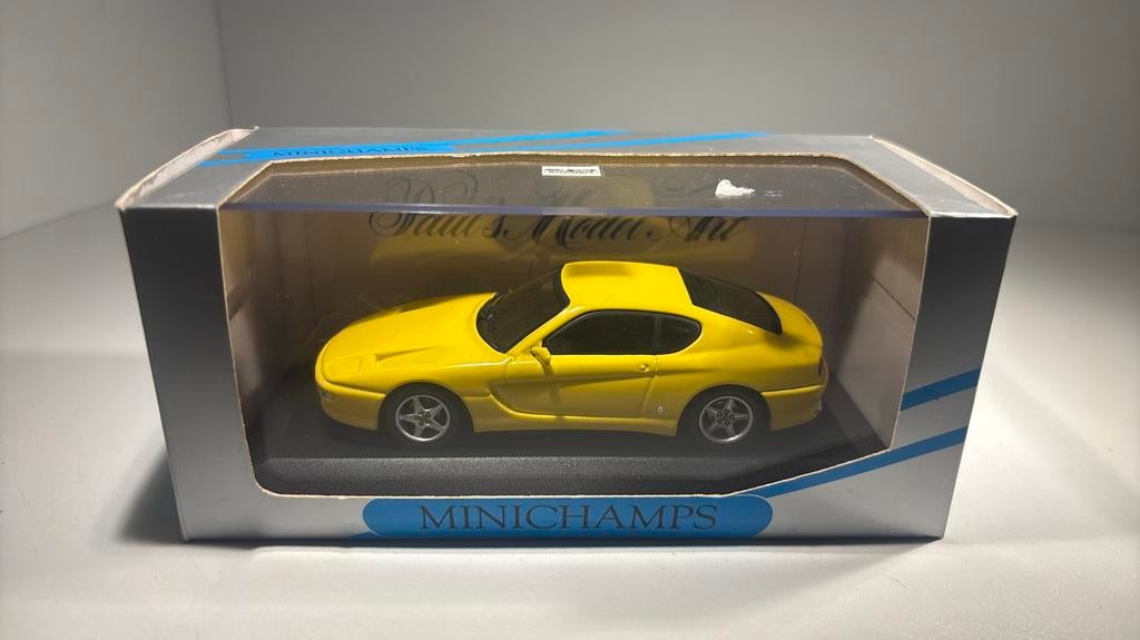 Ferrari 456 gt yellow minichamps 1.43, Auto, Ophalen of Verzenden, MiniChamps, A