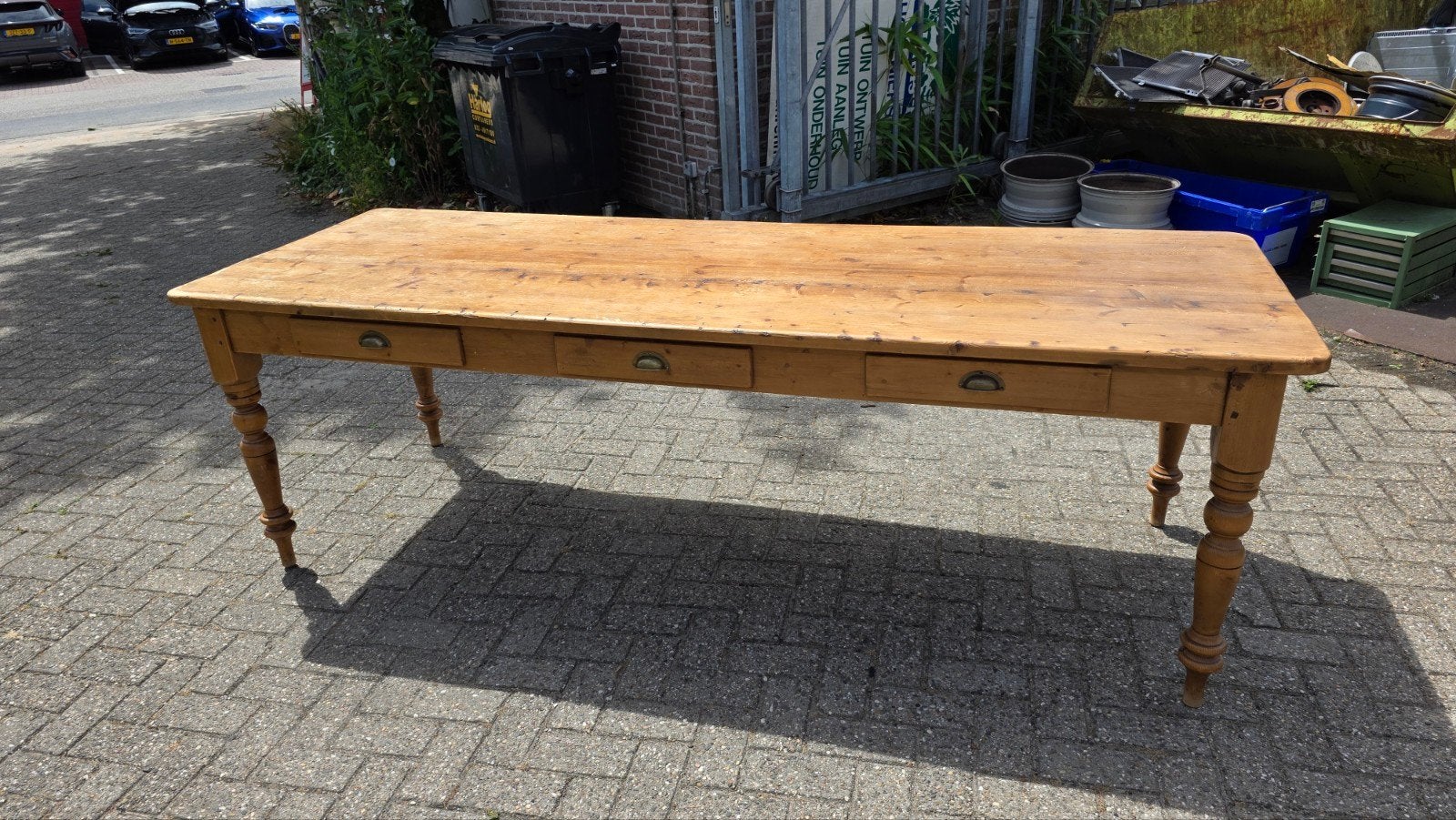 Antieke Franse boeren tafel 247 cm, Ophalen