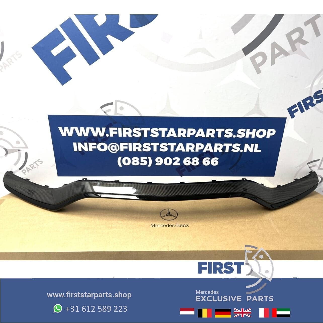 A2058851874 W205 C63 AMG CARBON SPOILER BUMPER LIP C KLASSE, Gebruikt, -, Voor, Ophalen of Verzenden