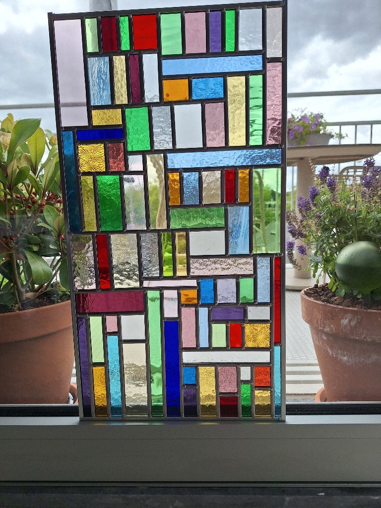 Glas in Lood raam met veel kleuren, Gevelraam of Ruit, Minder dan 80 cm, Nieuw, Ophalen of Verzenden