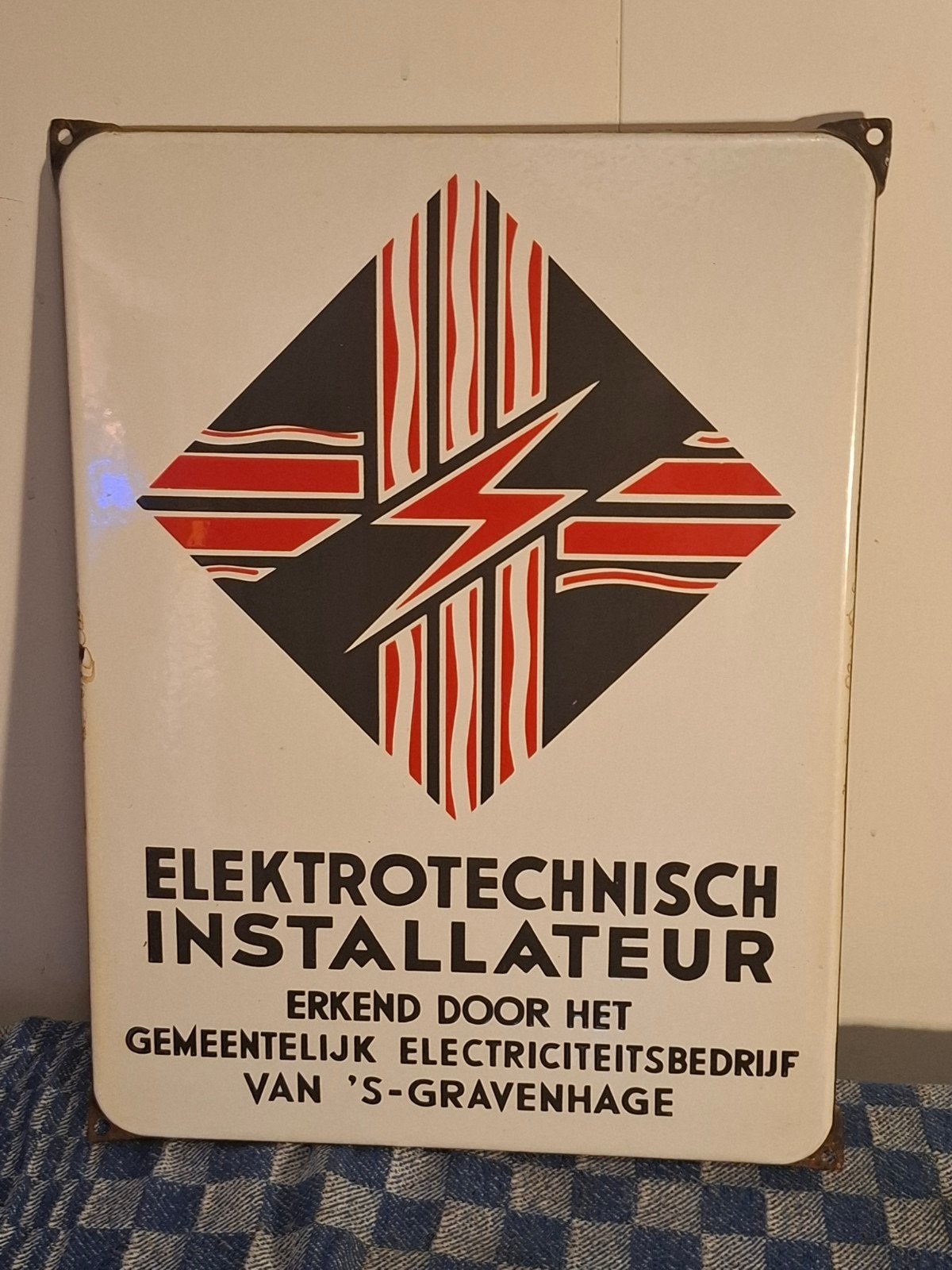 emaille bord electrotechnisch, Verzamelen, Ophalen of Verzenden