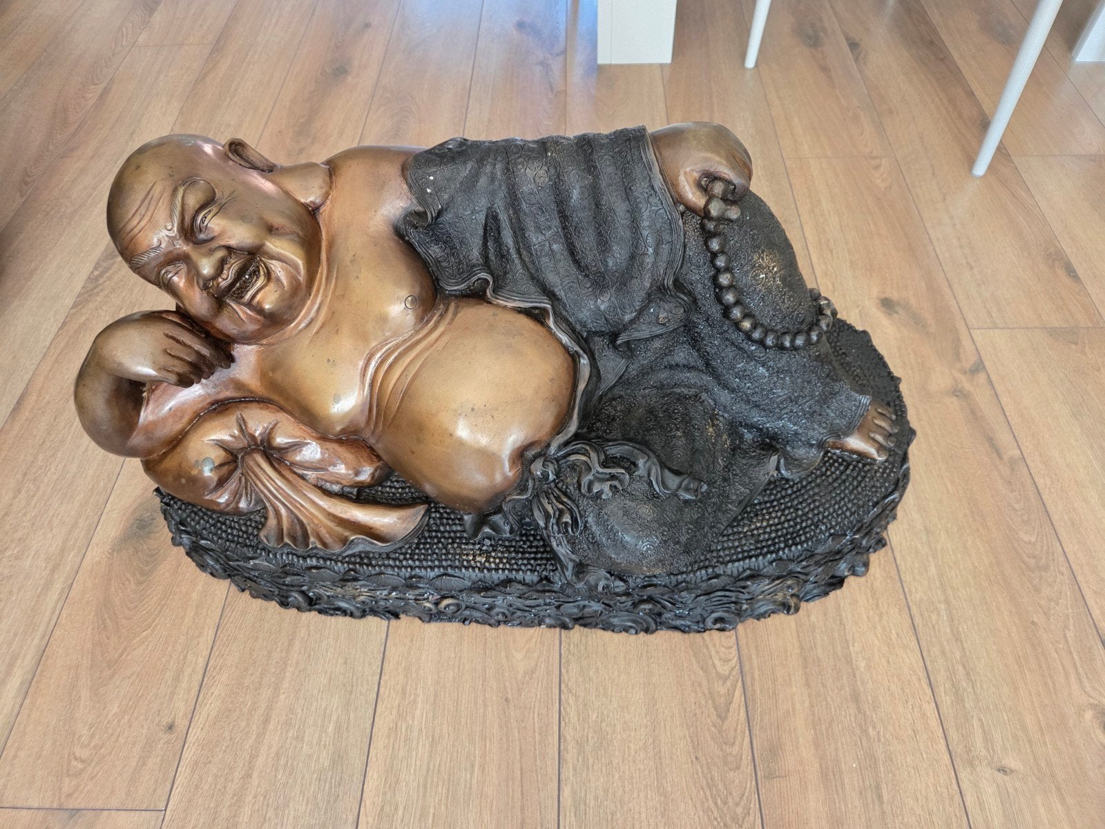 Prachtig Zwaar Bronzen Happy Boeddha Beeld - 29 kg, Ophalen of Verzenden, Gebruikt