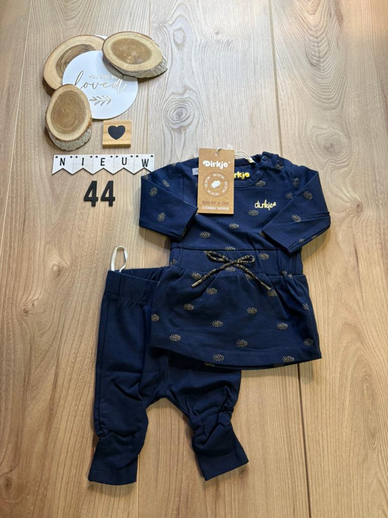 Baby meisje dirkje setje jurkje legging blauw maat 44, Kinderen en Baby's, Babykleding | Prematuur, Ophalen of Verzenden, Nieuw
