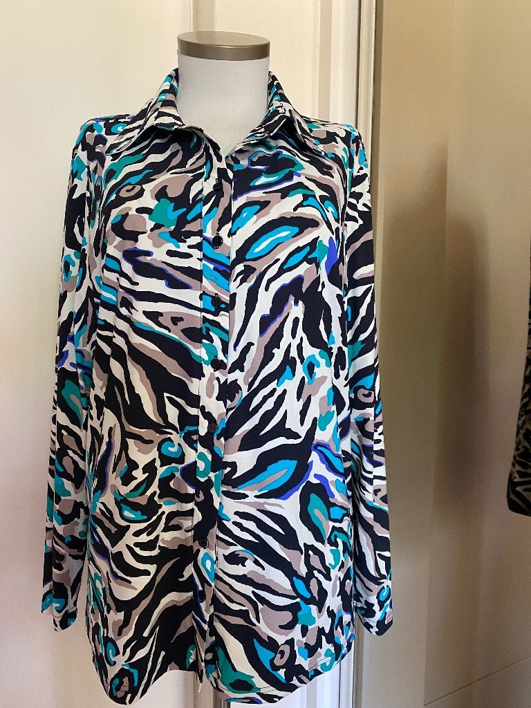 blouse Studio Anneloes XL aqua/zwart/creme, Kleding | Dames, Studio Anneloes, Blauw, Maat 46/48 (XL) of groter, Ophalen of Verzenden