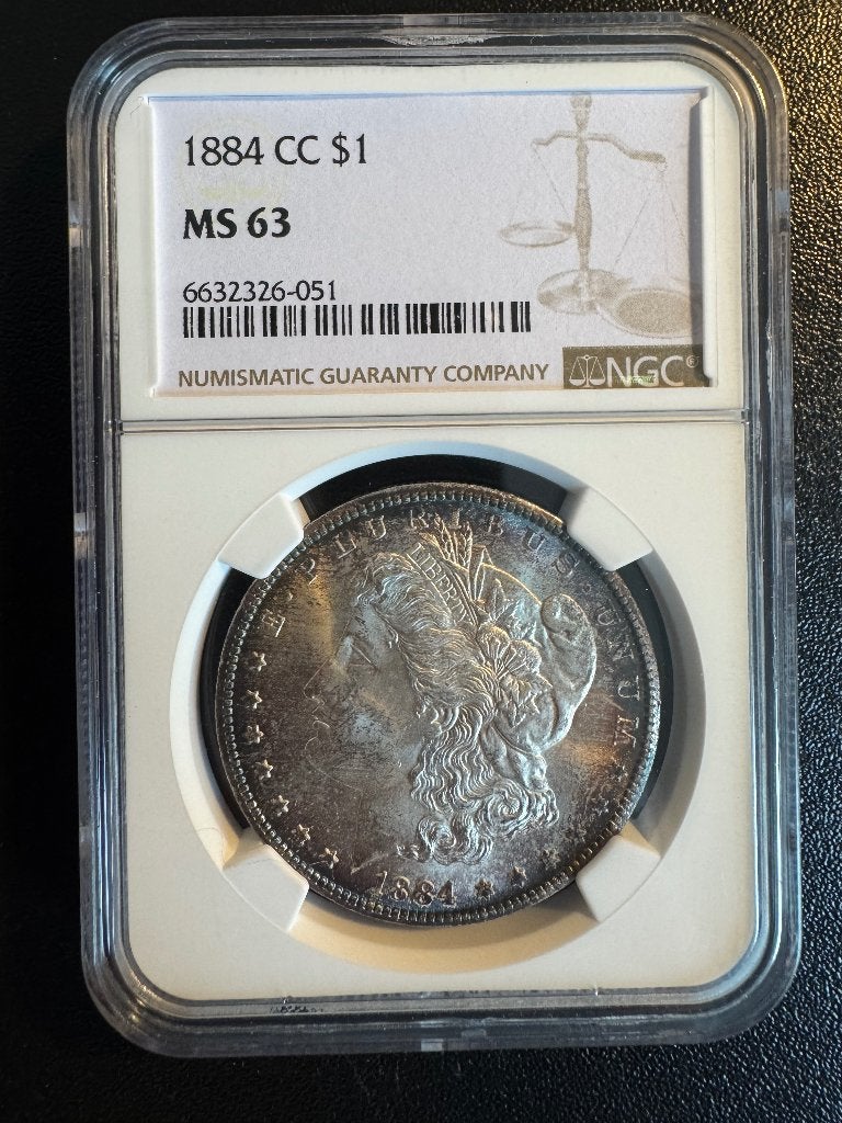1884-CC Morgan Silver Dollar – NGC MS63, Ophalen of Verzenden, Noord-Amerika, Zilver