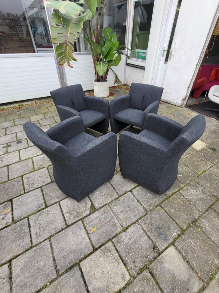 Leolux Kilenge | 4 eetkamerstoelen, Modern design eetkamer fauteuil kantoor, Ophalen of Verzenden, Vier, Stof