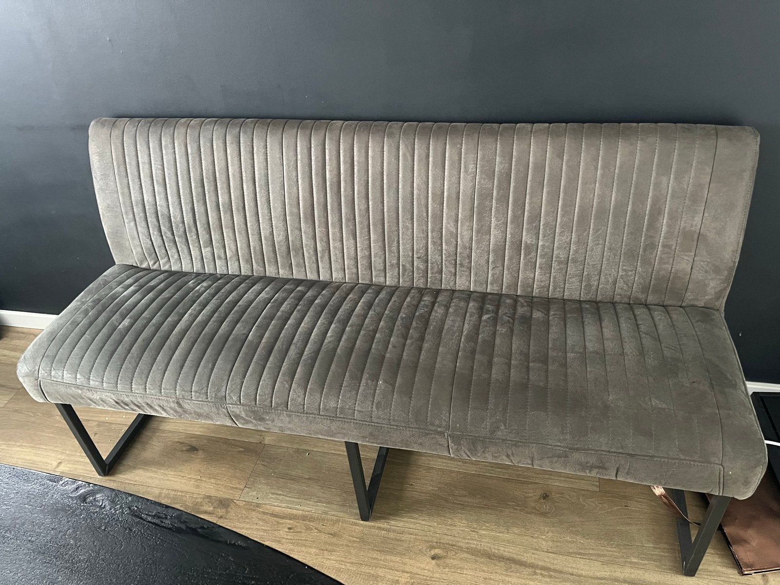 Grijze Eetbank 175cm breed, Ophalen, Gebruikt, Minder dan 75 cm, 150 tot 200 cm