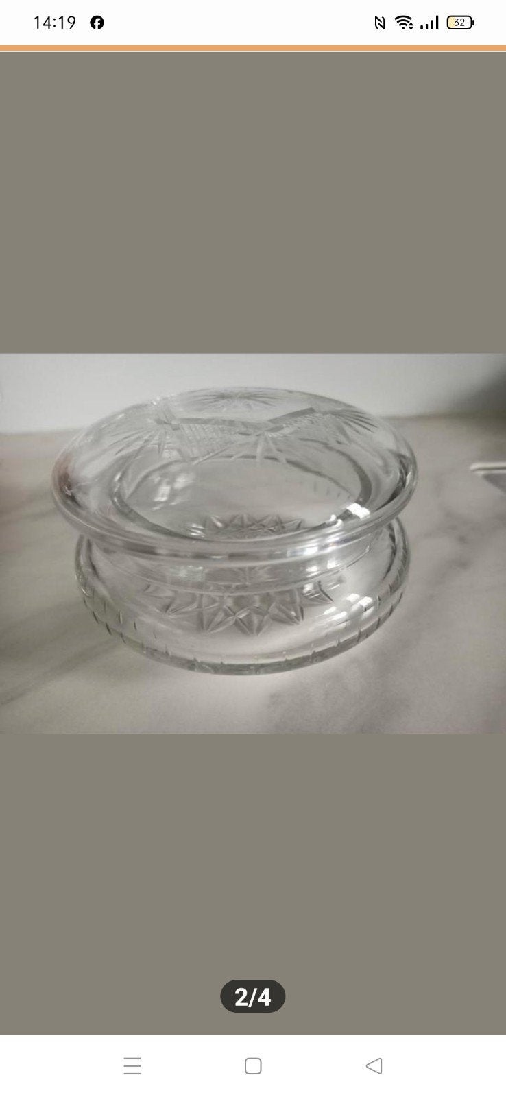 Glazen schaaltje met deksel - geslepen glas, Ophalen