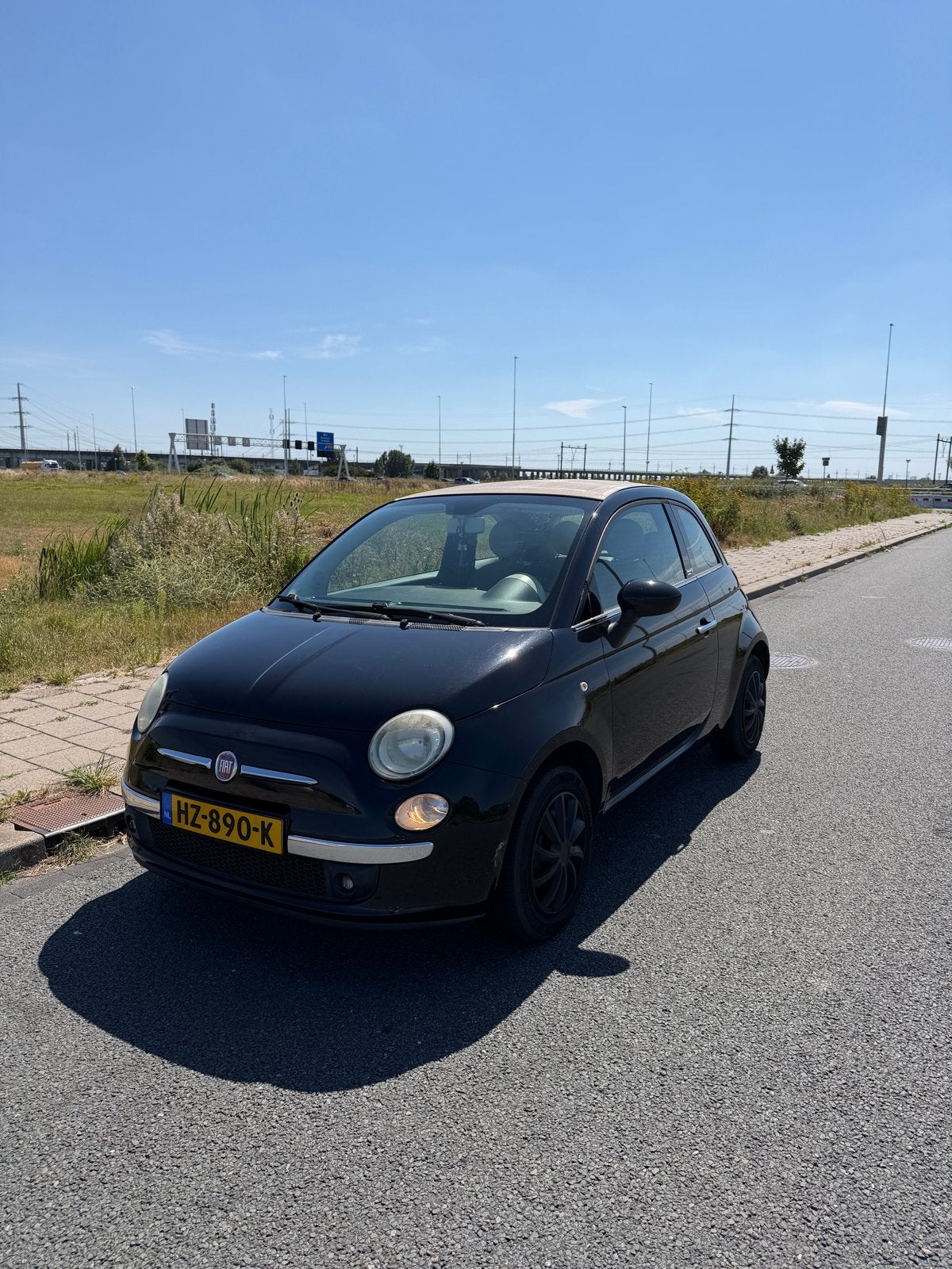 Fiat 500 1.2 C 2010 Zwart, Voorwielaandrijving, Euro 5, 4 cilinders, Leder en Stof