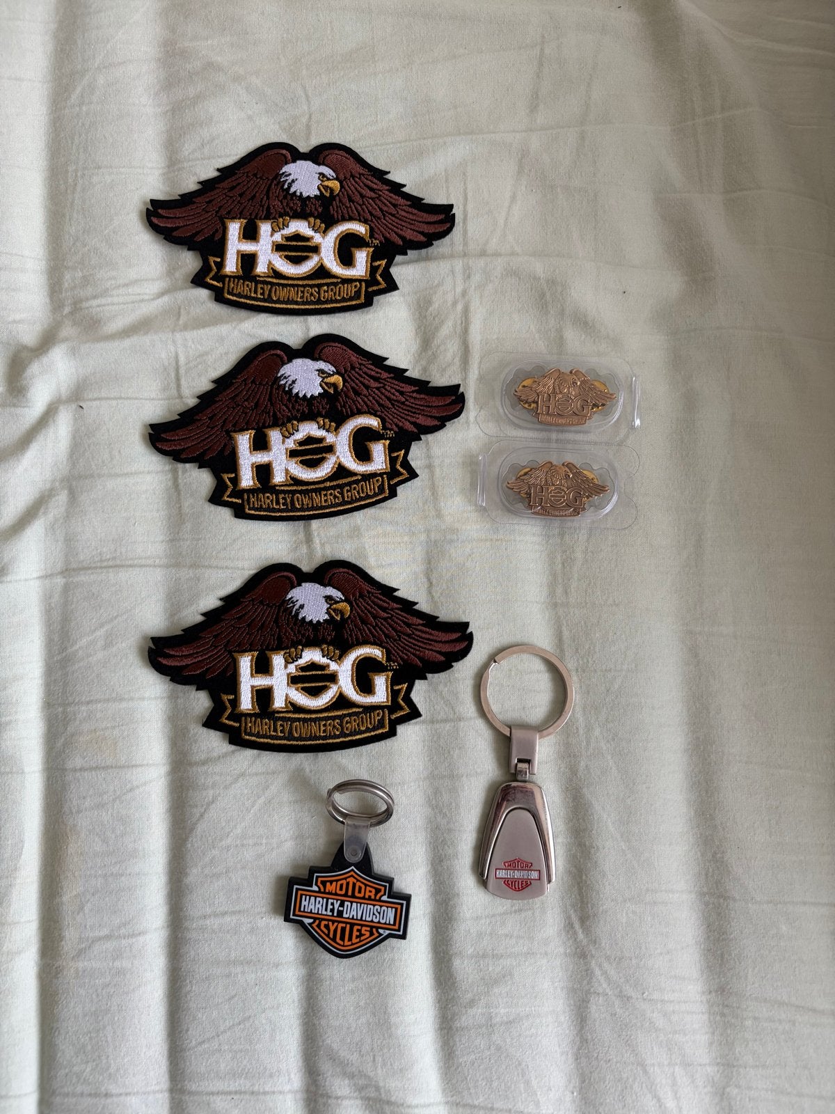 Harley-Davidson HOG Patches en Sleutelhangers Set, Motoren, Ophalen of Verzenden, Gebruikt