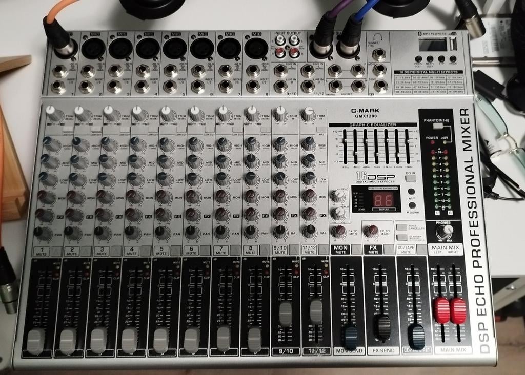 G-MARK GMX1200 Professionele DSP Echo Mengpaneel, Ophalen, Gebruikt, 10 tot 20 kanalen, Microfooningang