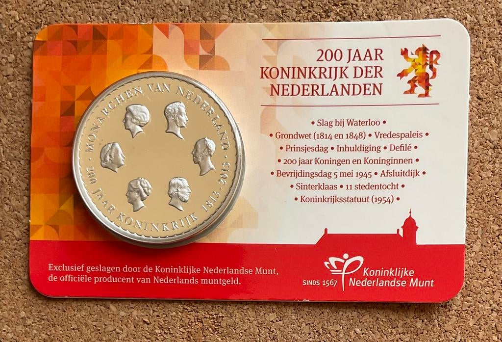 Penning NEDERLAND COINCARD  200 JAAR KONINGEN EN KONINGINNEN, Ophalen of Verzenden, Overige materialen, Nederland