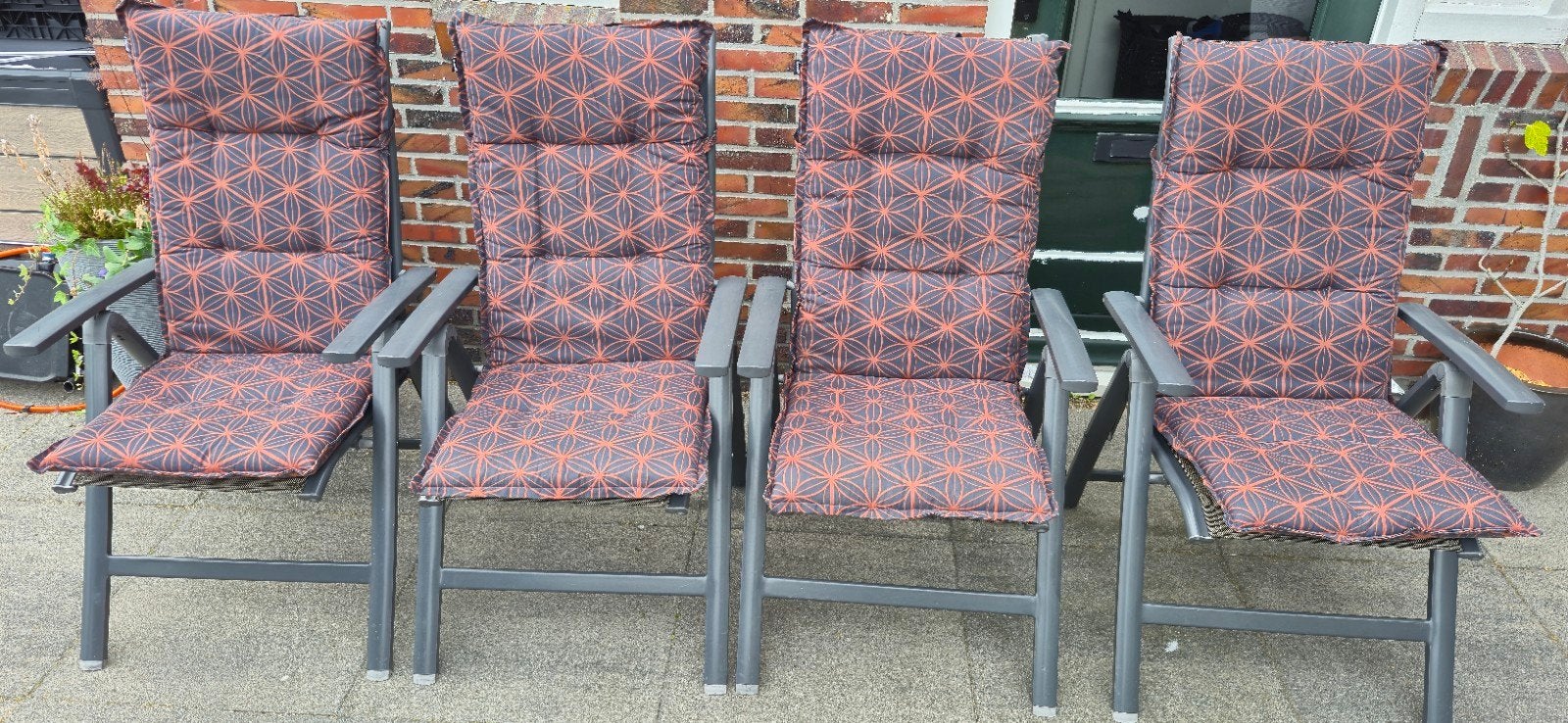 4x verstelbare Hartman tuinstoelen met textileen zitting, Ophalen, Gebruikt, Aluminium, Verstelbaar