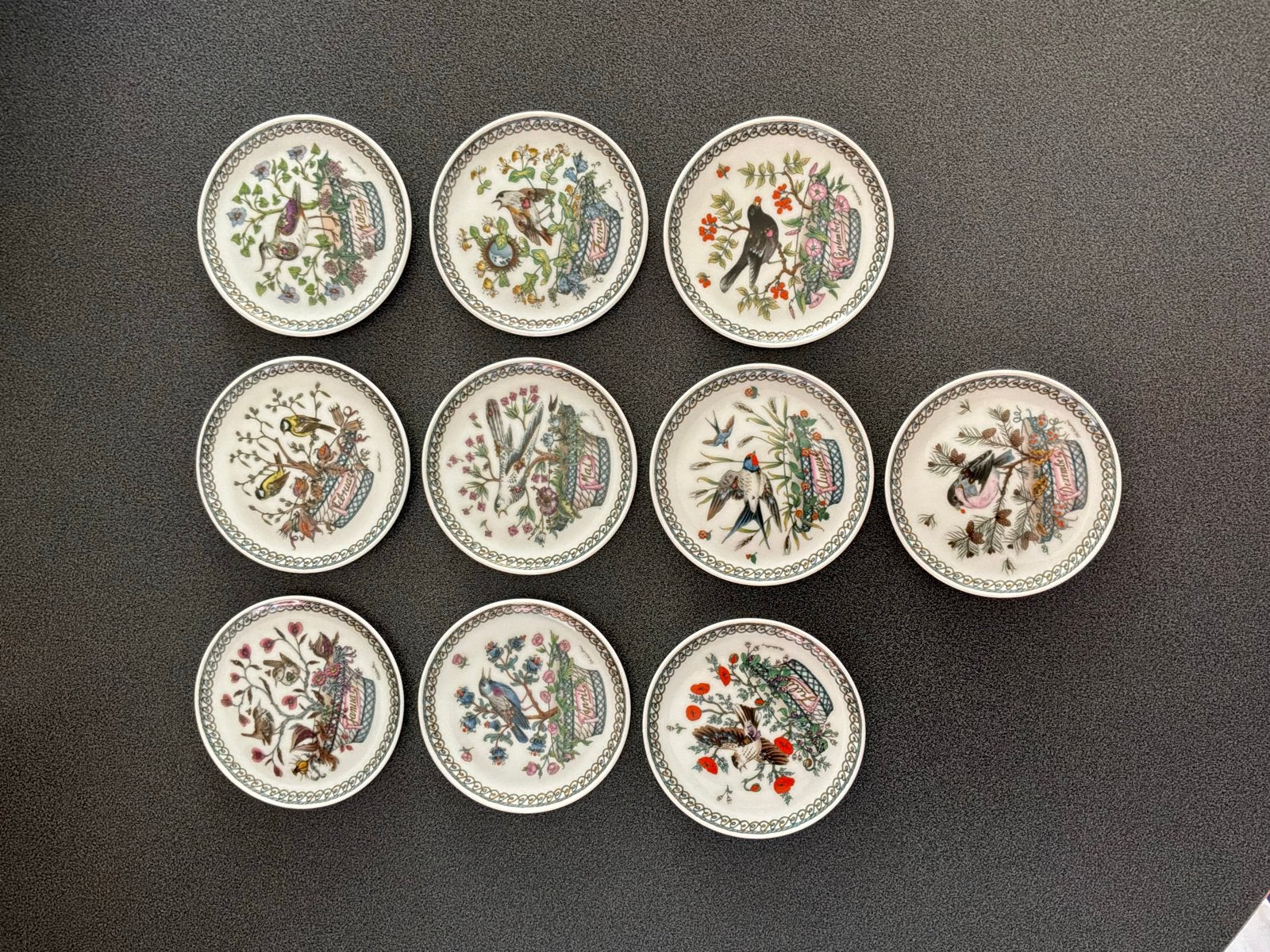 Hutschenreuther Vogelmaandborden - Set van 10, Ophalen of Verzenden
