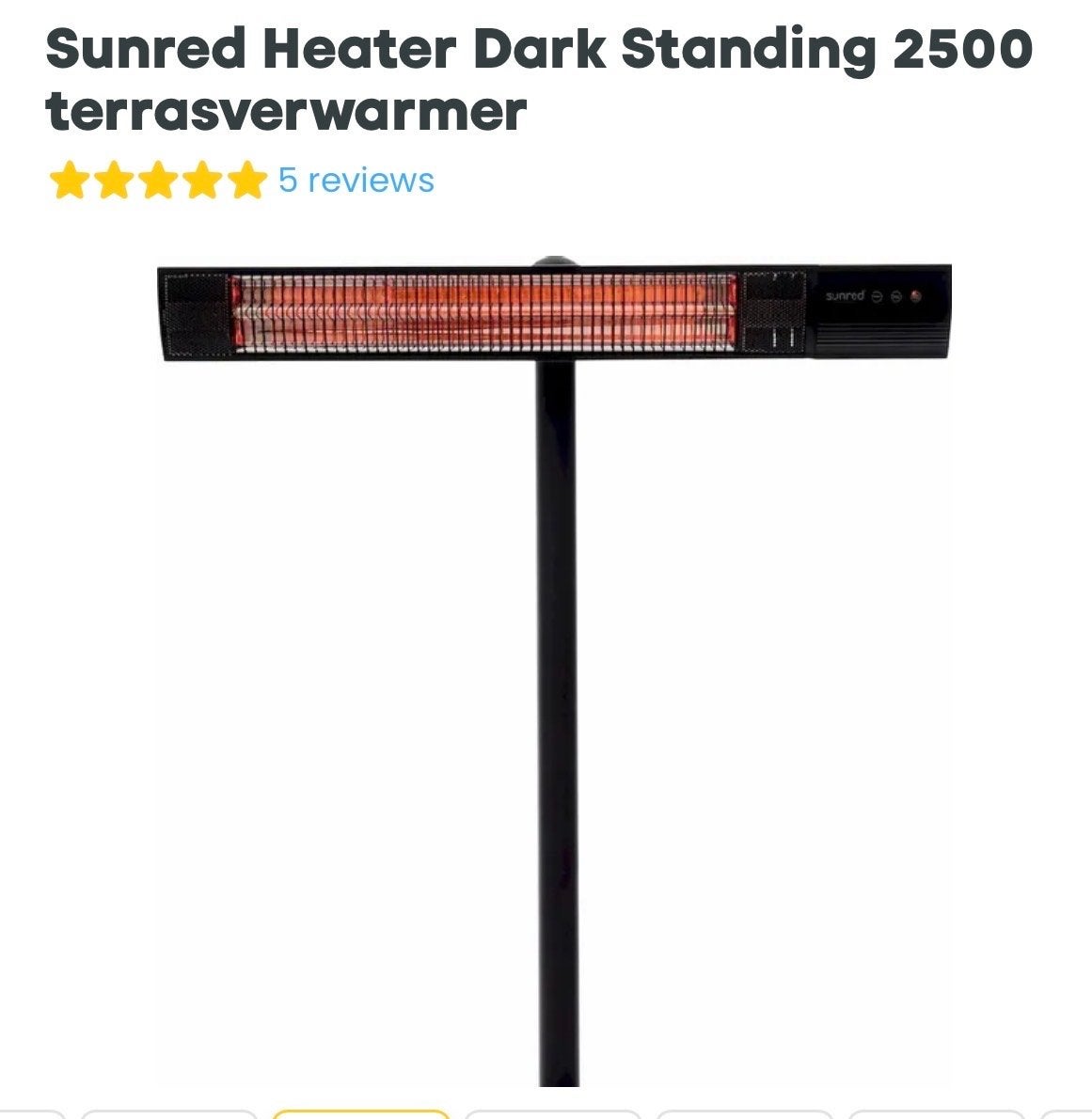 Sunred Heater Dark Standing 2500 Terrasverwarmer, Ophalen, Zo goed als nieuw, Elektrisch, Vloer