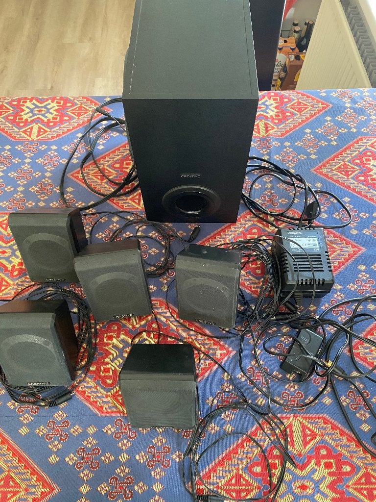 Creative inspire P580 luidspeakerset (5) met subwoofer, Overige merken, Gebruikt, Inclusief kabels, Speakerset