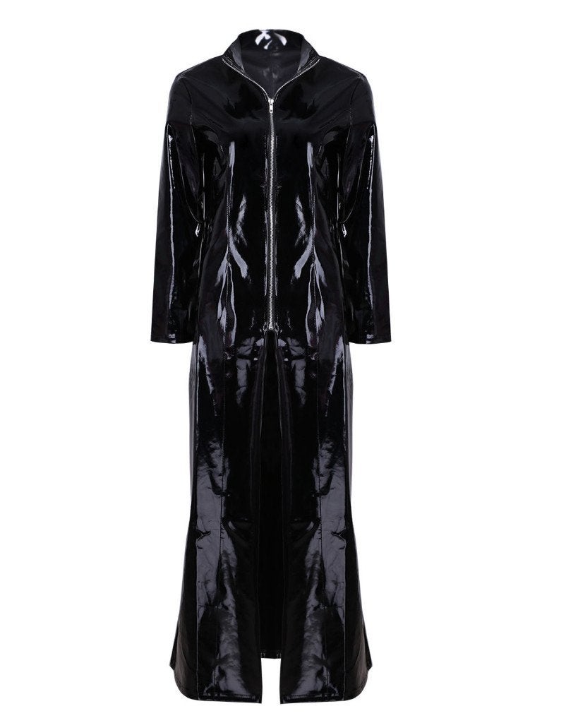 Zwarte leerlook jas leren pvc latex dames heren, Verzenden, Nieuw, Overige maten, Overige thema's