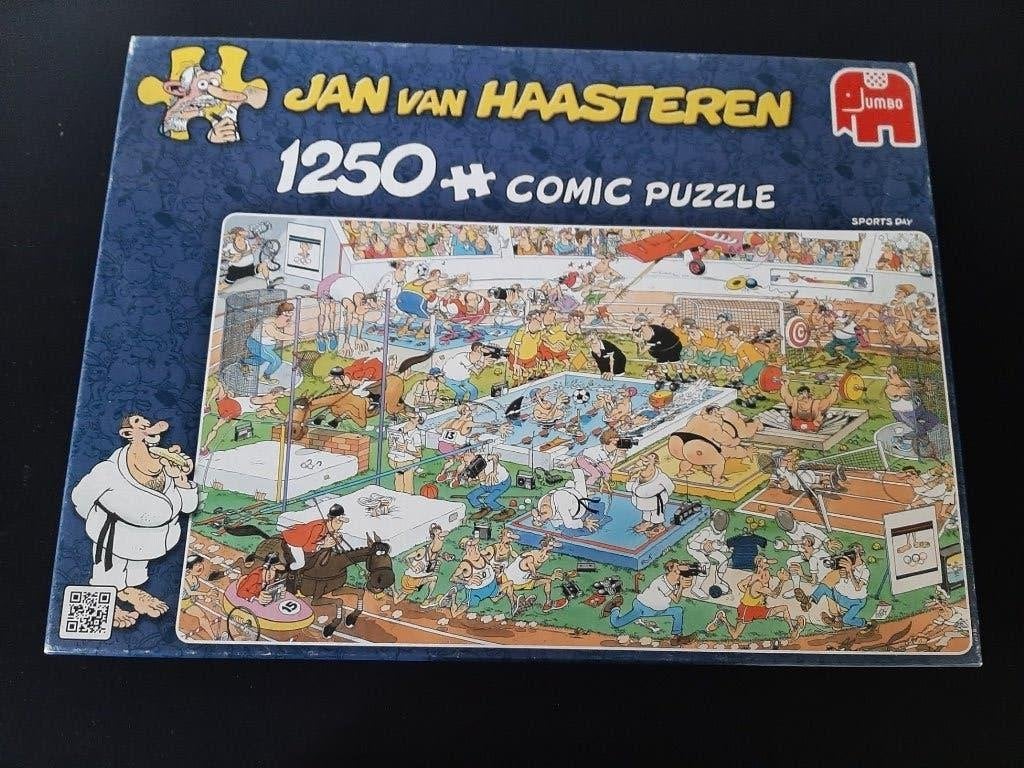 Jan van Haasteren puzzel 1250 stukjes. Sportsday., Ophalen of Verzenden, 500 t/m 1500 stukjes, Zo goed als nieuw, Legpuzzel