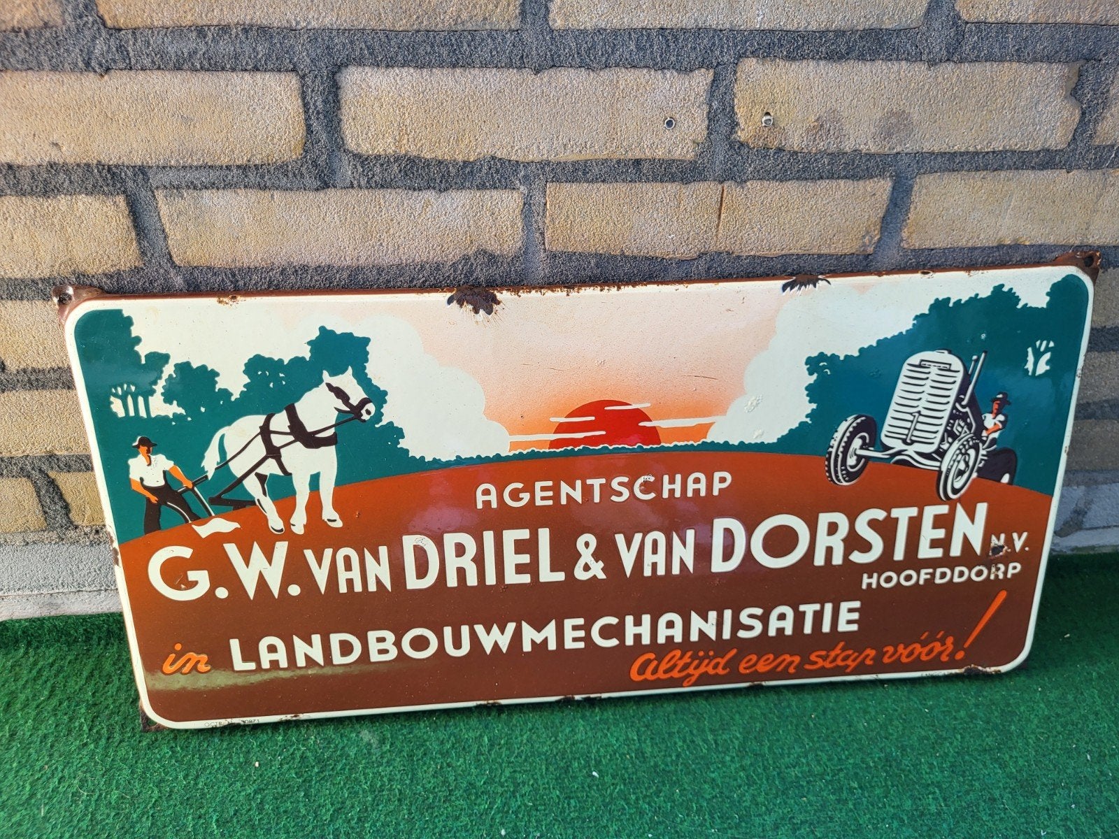 emaille reclamebord van driel & van dorsten, Ophalen of Verzenden, Gebruikt, Reclamebord