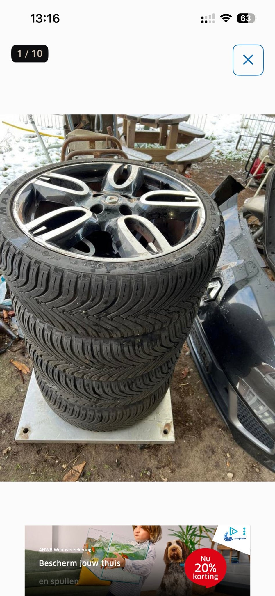Set Renault Wind Gordini velgen met banden, Ophalen, Gebruikt, Banden en Velgen, 17 inch