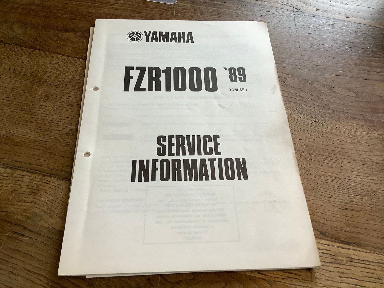 Yamaha FZR1000 '89 Service Informatie Handleiding.   (32), Verzenden, Yamaha