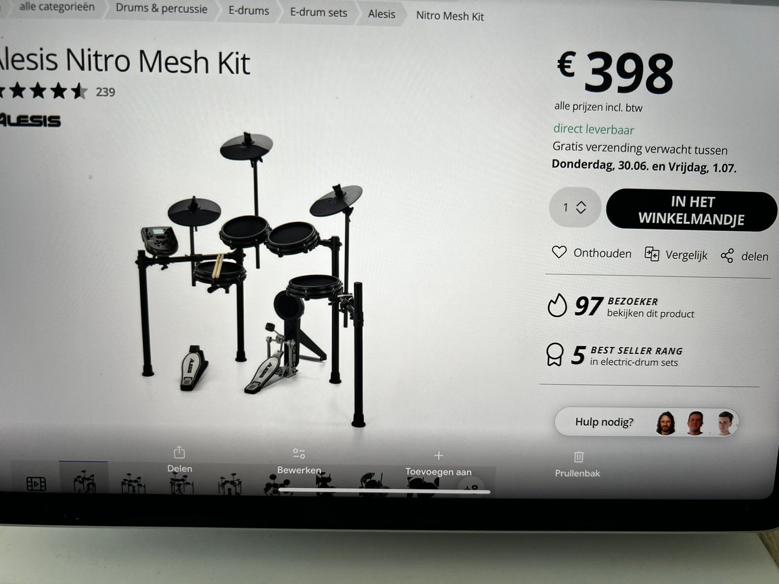 Elektronisch drumstel, Ophalen, Zo goed als nieuw, Overige merken, Elektronisch