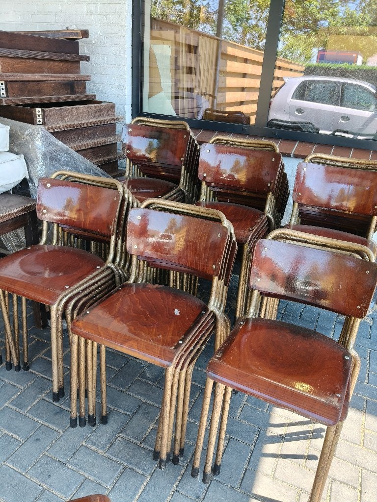 Partij Gispen TU Delft stoelen 50 stuks voor horeca €12 p/s, Ophalen, Gebruikt, Bruin, Vintage
