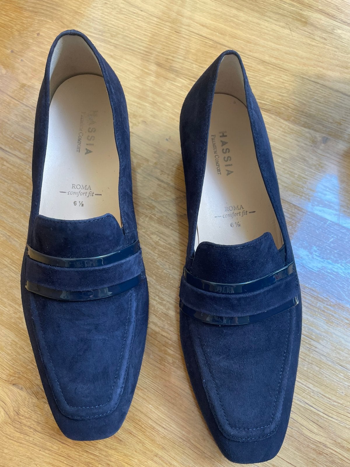 Hassia Roma Comfort Fit Instappers - Donkerblauw Suède, Ophalen of Verzenden, Zo goed als nieuw, Blauw, Instappers