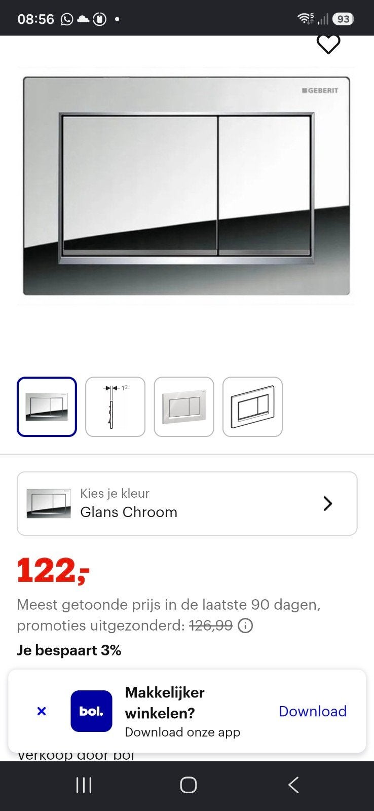 Geberit Sigma 30 Drukplaat Chroom Dualflush Nieuw, Ophalen of Verzenden, Nieuw, Chroom, Toilet