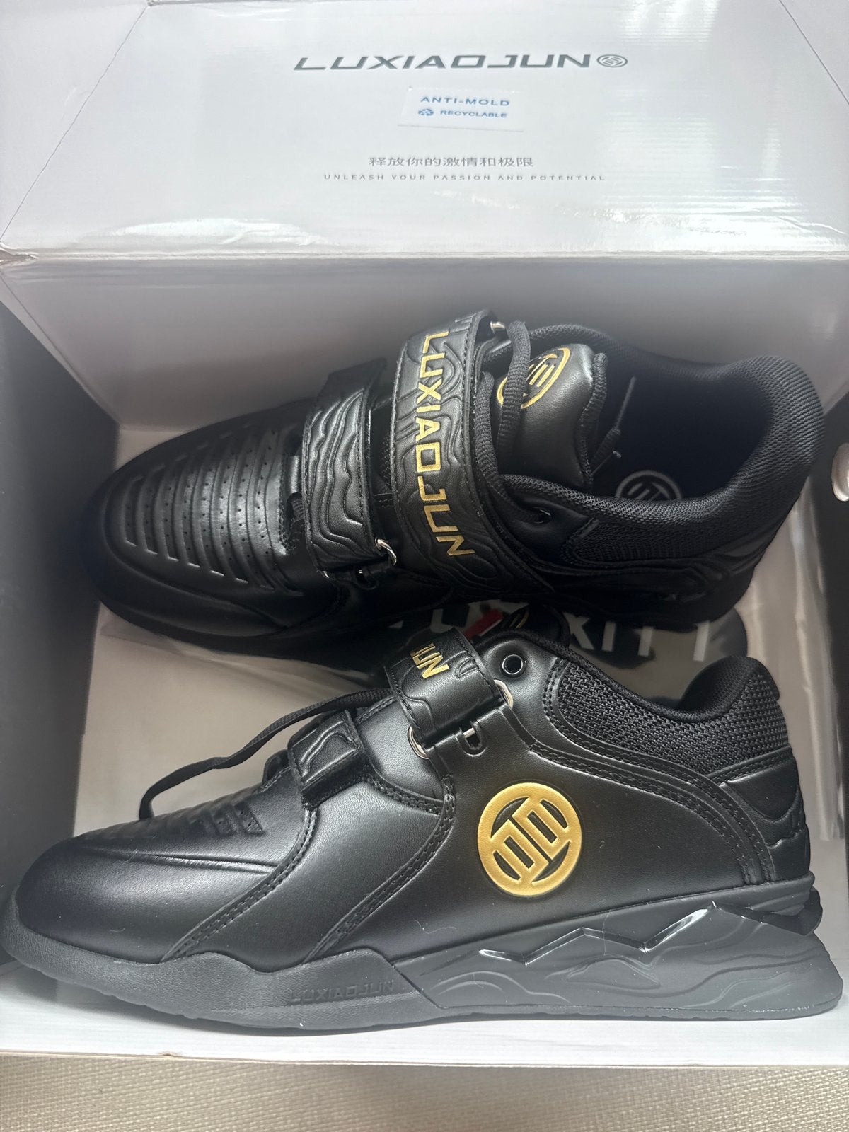 Luxiaojun Gewichthefschoenen - Zwart/Goud 42.5, Ophalen of Verzenden, Gebruikt