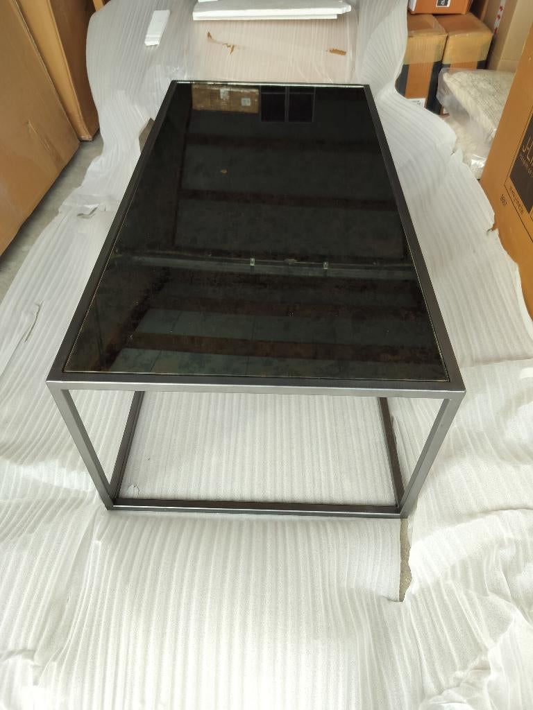 Showroommodel: Luxe Rechthoekige Salontafel Grijs Metaal, Huis en Inrichting, Tafels | Salontafels, Modern/Luxe, 100 tot 150 cm