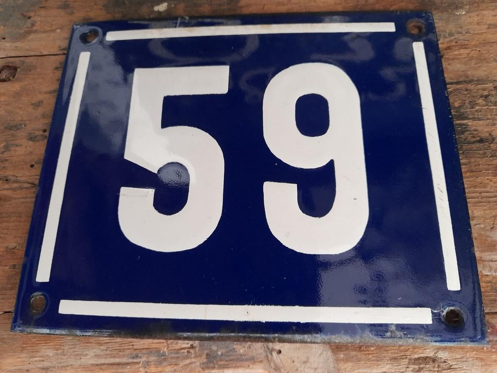 Oud emaille nummer 59 bordje, Ophalen of Verzenden