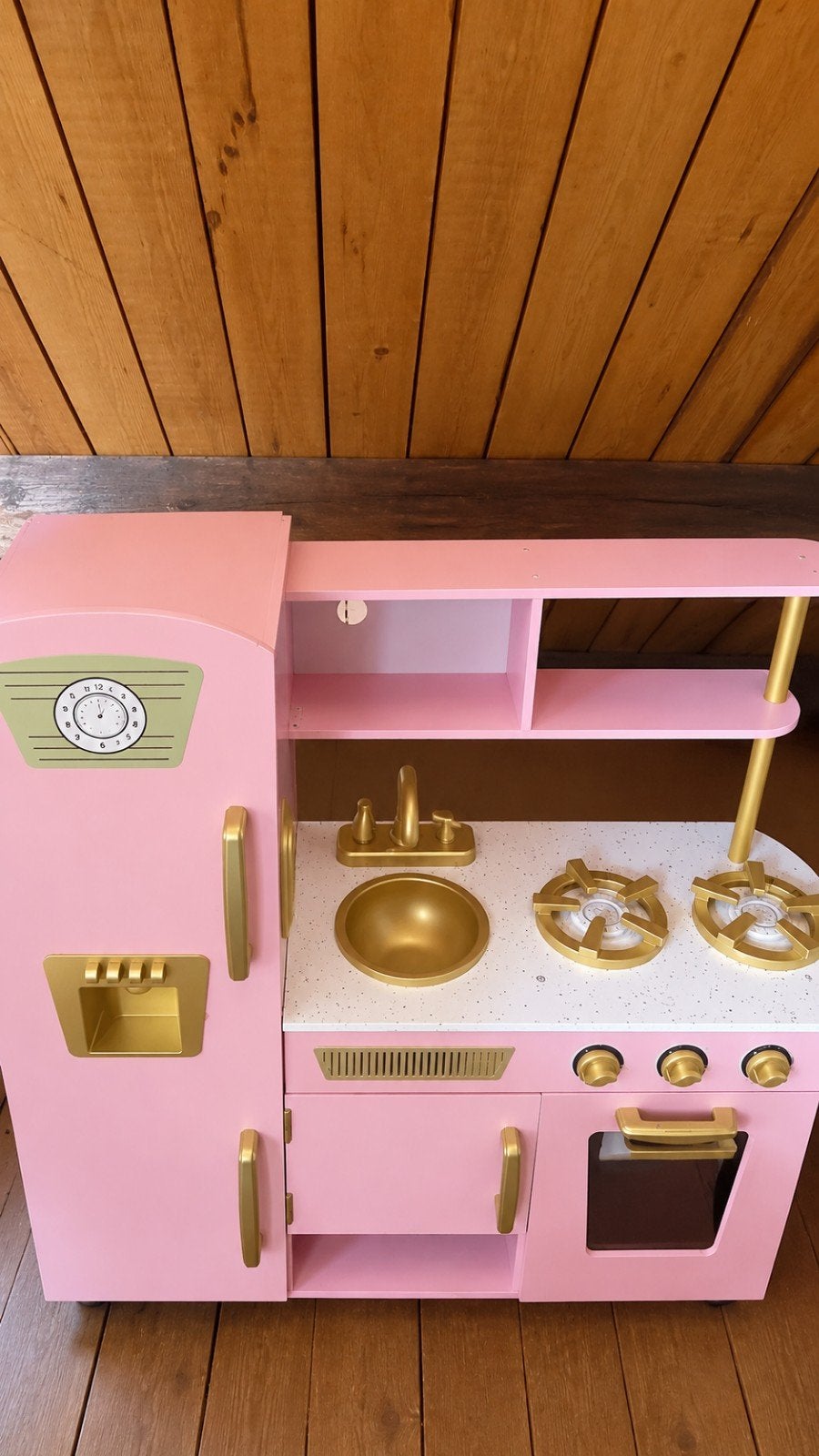 Prachtige KidKraft Vintage Houten Kinderkeuken – Roze/Goud, Ophalen, Zo goed als nieuw, Hout, Speelkeuken