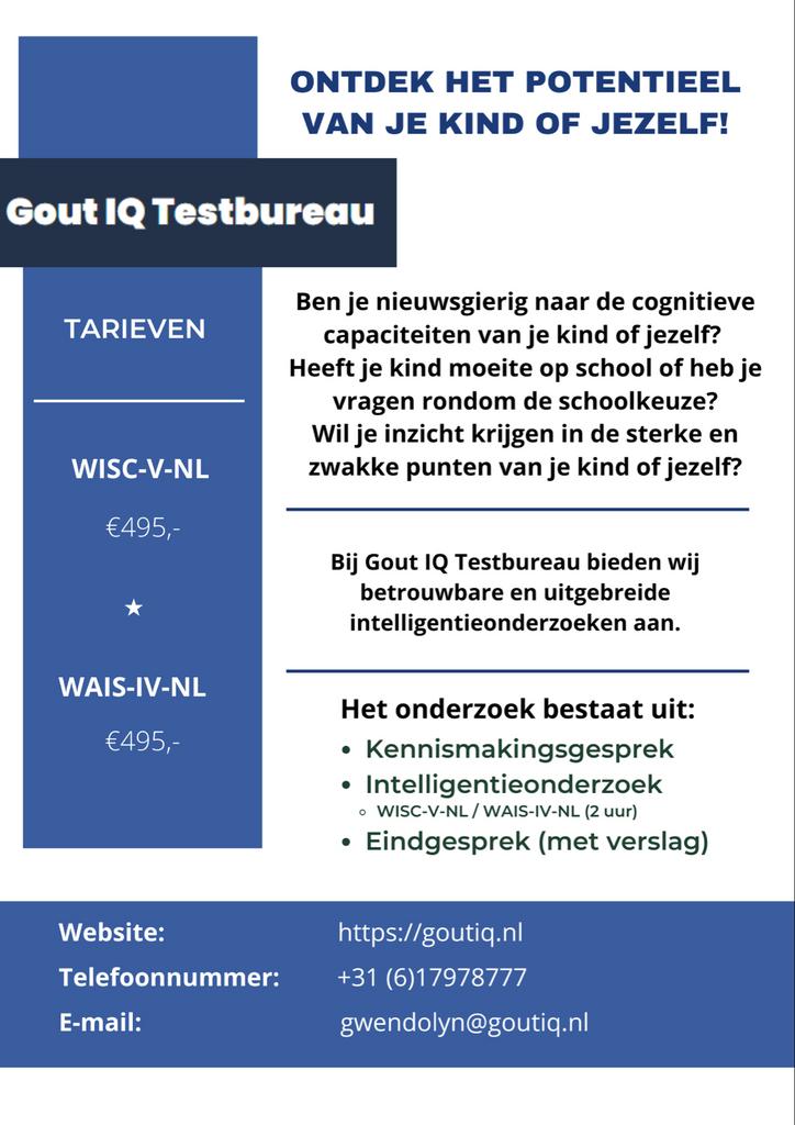 Intelligentietest/intelligentieonderzoek/IQ, Komt aan huis, Overige therapie