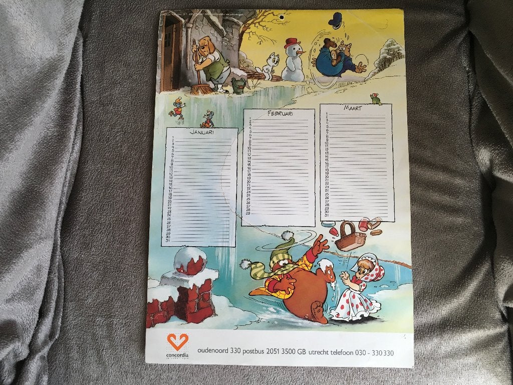 Concordia verjaardagskalender Met Tom Poes en heer Bommel, Verzamelen, Ophalen of Verzenden, Olivier B, Bommel en Tom Poes, Gebruikt