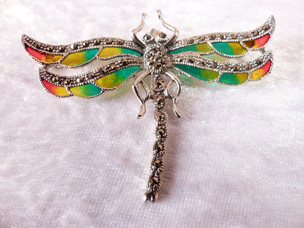Mooie Aparte Zilveren Hanger / Broche - Libelle - Tiffany, Verzenden, Zilver, Ring
