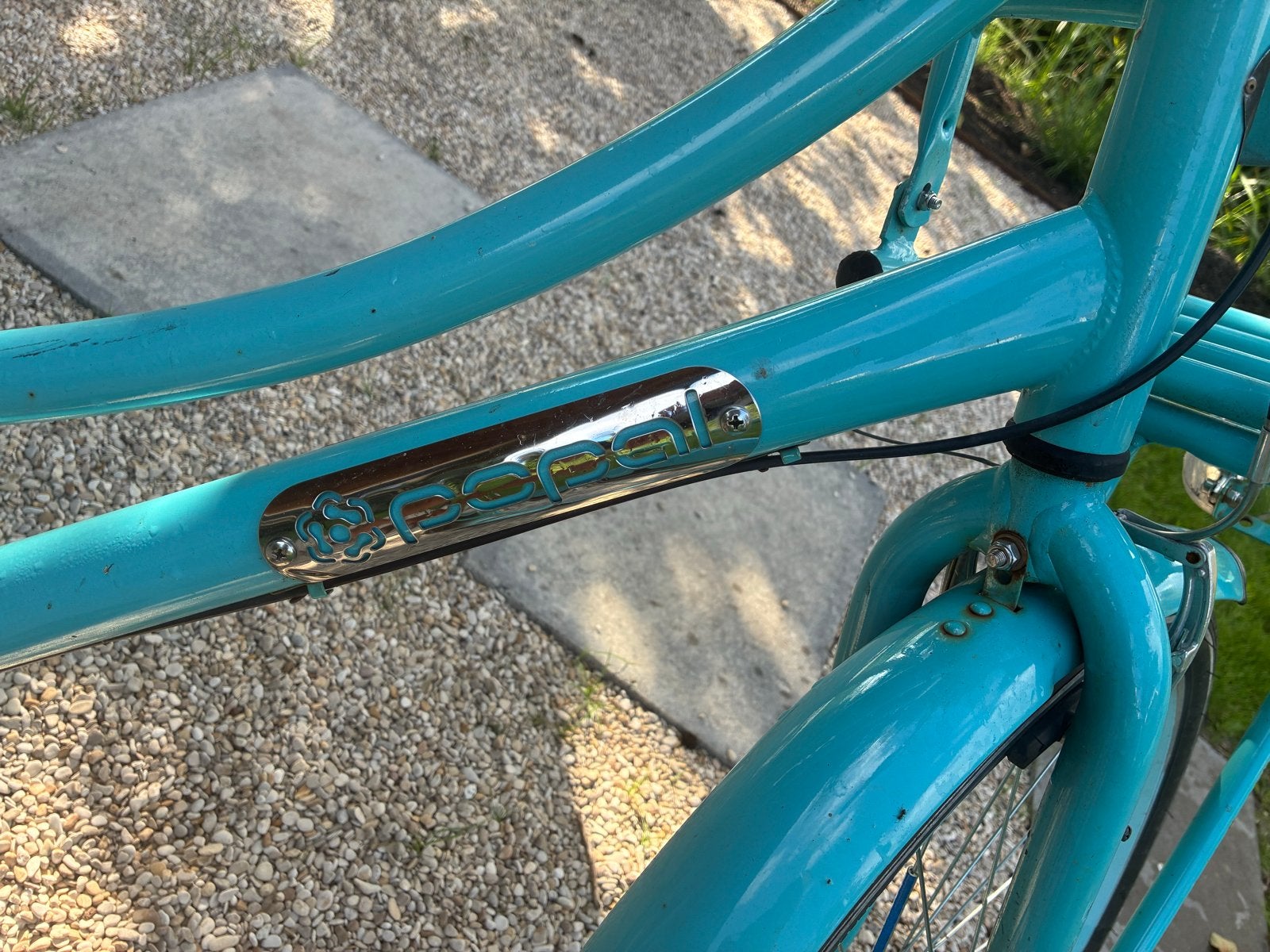 Popal Meisjesfiets - Turquoise met voordrager, Gebruikt, Velgrem, Handrem, Ophalen