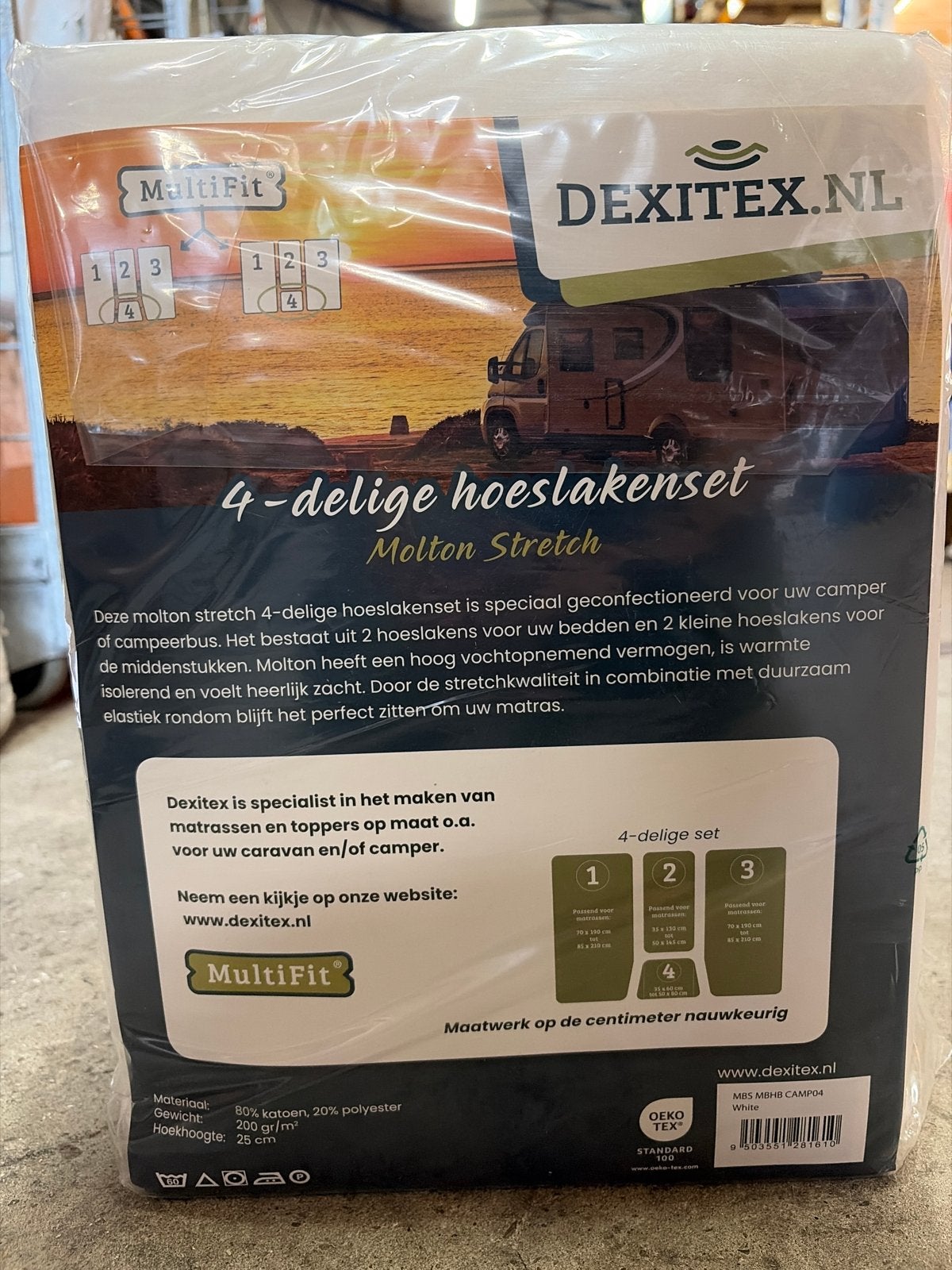 Dexitex 4-delige Molton Stretch Hoeslakenset Camper/Bus, Nieuw, Ophalen of Verzenden, Nvt, Nvt
