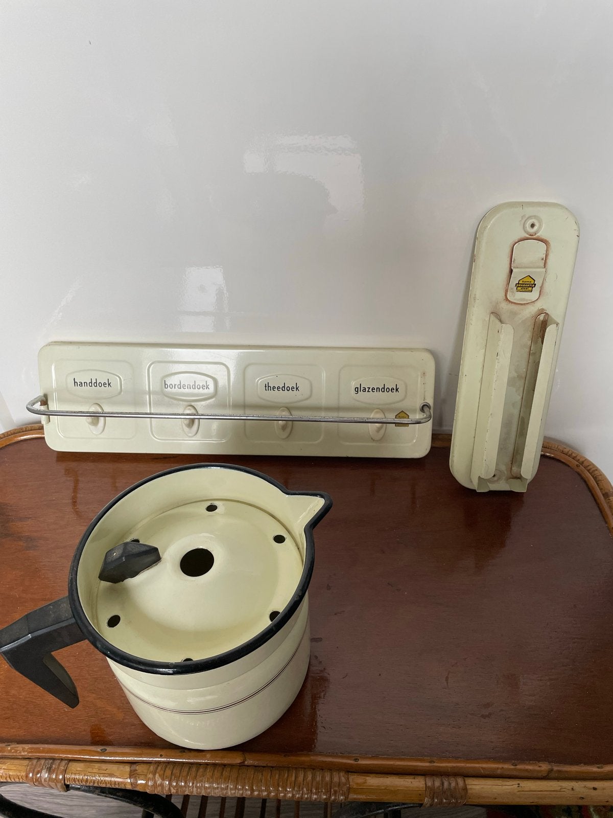 Vintage Brabantia keukenrek en emaille kan, Ophalen of Verzenden