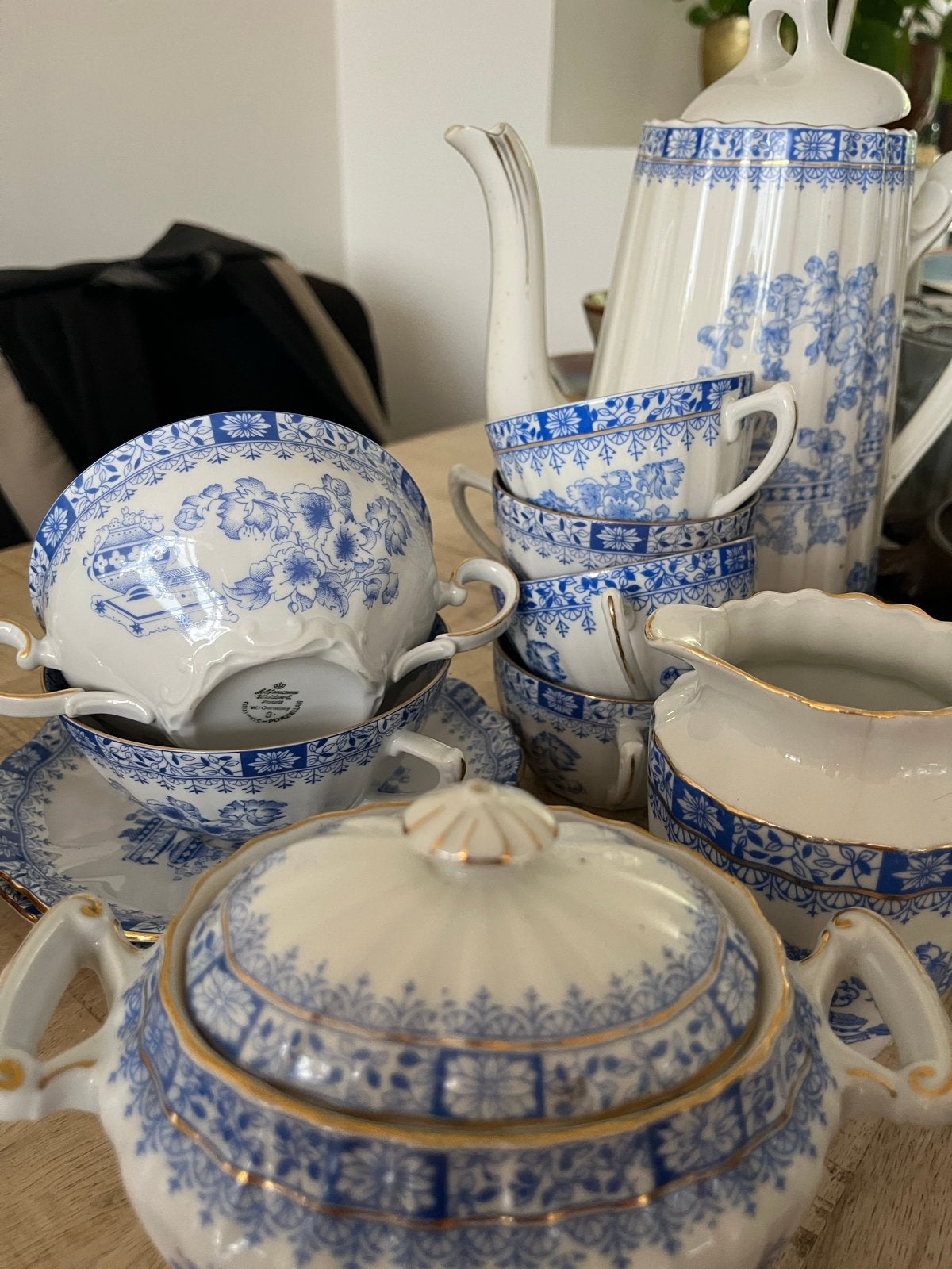 Prachtig Blauw China Servies - Vintage Koffie/Theeset, Antiek en Kunst, Antiek | Servies compleet, Ophalen of Verzenden