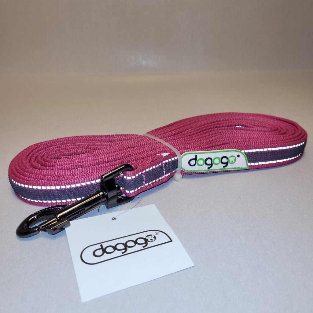 Dogogo Hondenriem gerubberde lijn met handlus roze 20mm 7m, Dieren en Toebehoren, Ophalen of Verzenden, Nieuw, Hondenriem