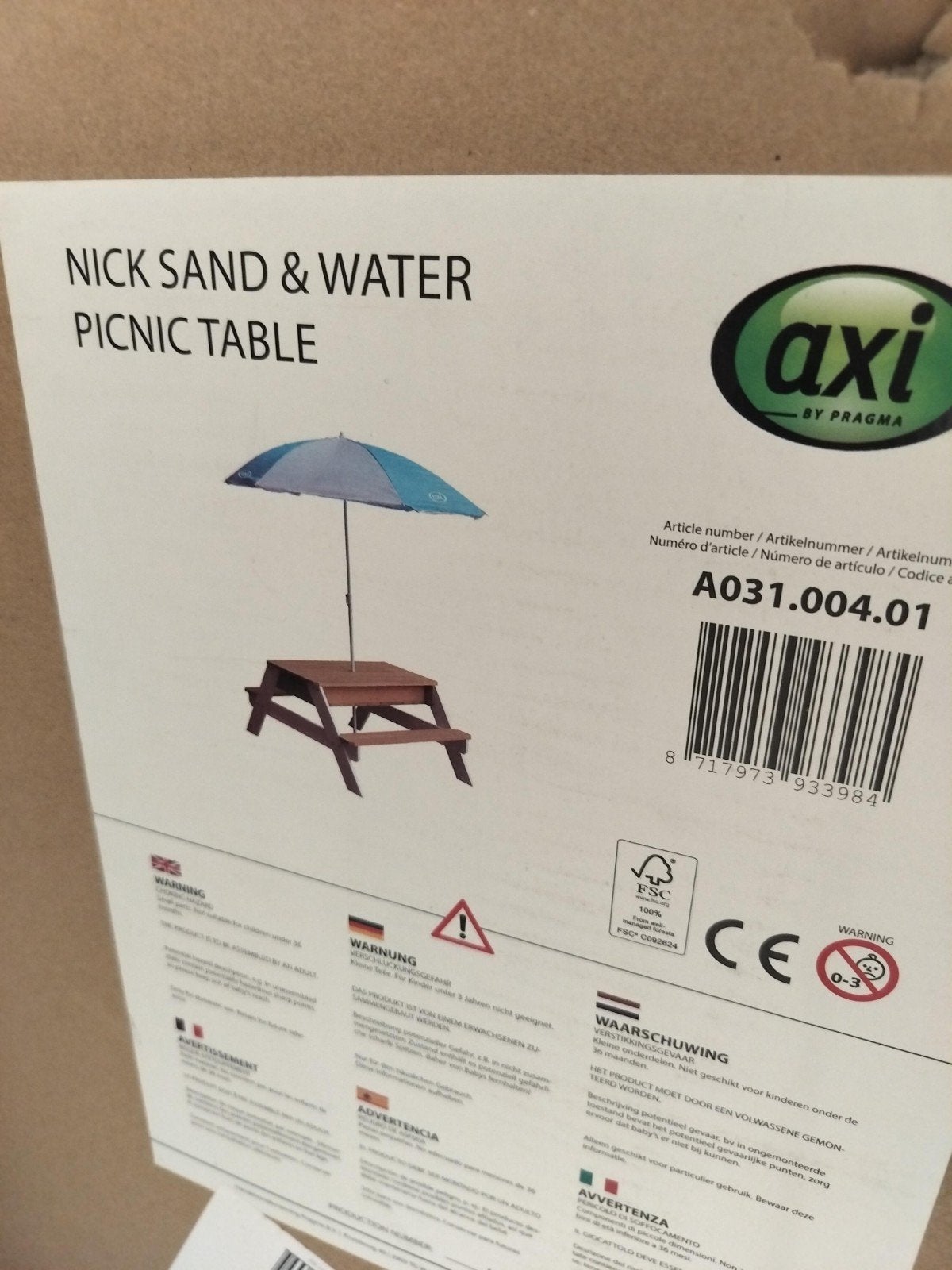 Axi kinder picknick tafel, Tuin en Terras, Ophalen, Nieuw, Rechthoekig, Hout