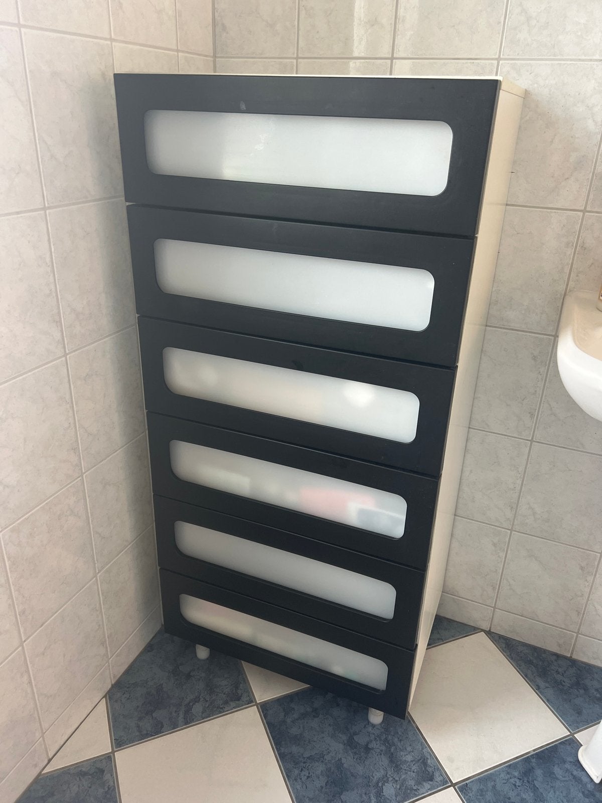 IKEA Ladekast met 6 lades - Zwart/Wit, Ophalen, Gebruikt, 5 laden of meer, 100 tot 150 cm
