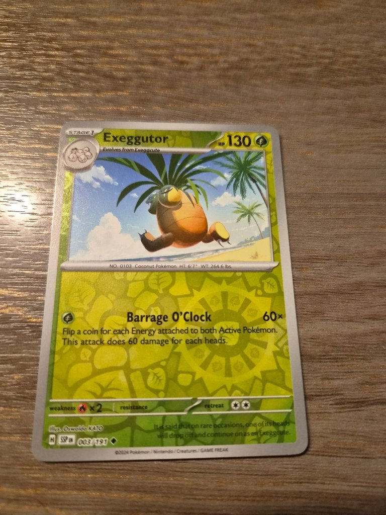Pokémon Kaart Exeggutor 003/191 SSP, Ophalen of Verzenden, Zo goed als nieuw, Losse kaart, Foil