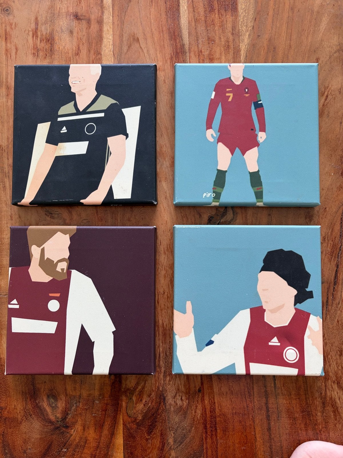 Set van 4 Ajax en voetbal schilderijtjes, Ophalen of Verzenden, Figuren