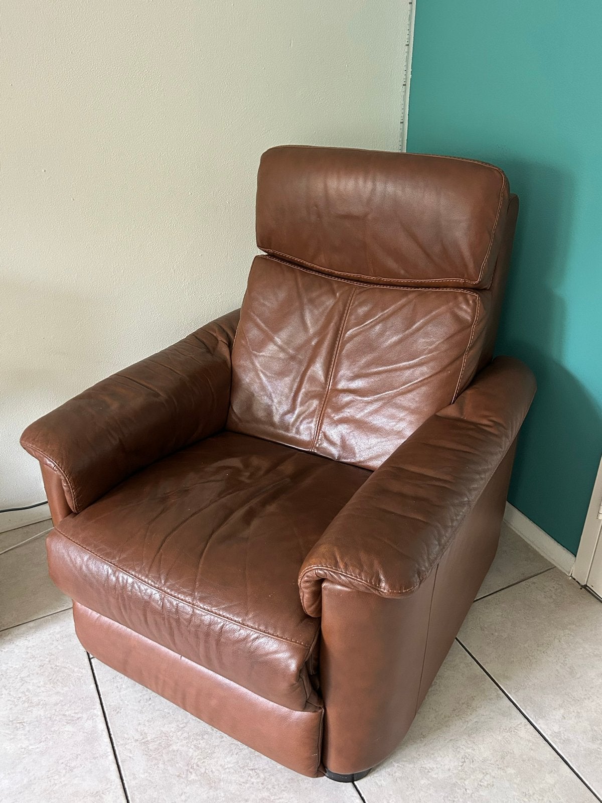 Leren Fauteuil - Bruin, Huis en Inrichting, Ophalen, Gebruikt, Leer, 75 tot 100 cm
