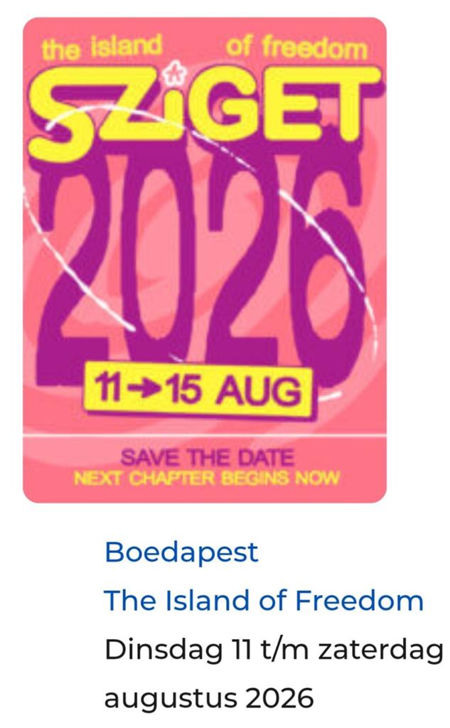 7x Sziget 2026 full festival pass / tickets, Twee personen