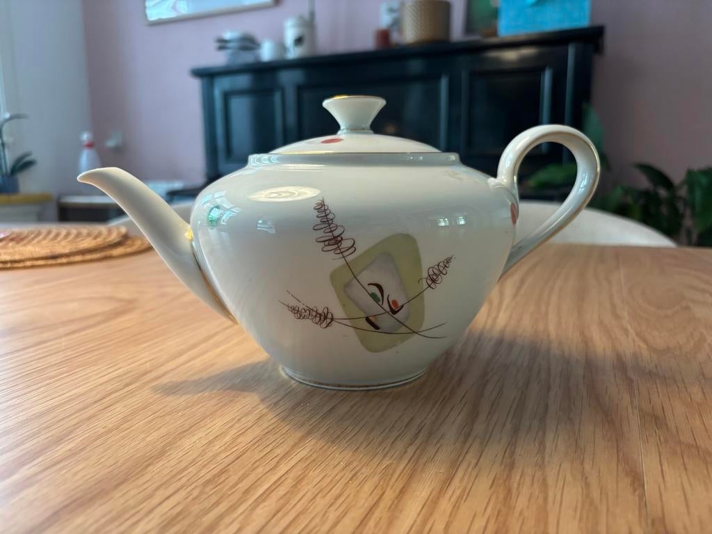 Vintage Bavaria theepot met abstract decor, Antiek en Kunst, Antiek | Servies los, Ophalen of Verzenden