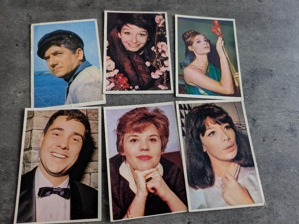 MAPLE LEAF MONTY FILMSTERREN 50S/60S 6X PLAATJES PRENTEN, Verzenden, Meerdere plaatjes